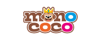logo tipografico marron con mono para promo fiestas jugueterias