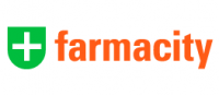 logo naranja con cruz verde farmacia para seccion todos los dias