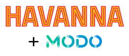 logo tipografico amarillo con bordes y detalles rojos mas logo tipografico en degrade verde y azul